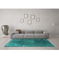 thumbnail image 3 of Ahgly Company Machine Washable Indoor Square Oriental Turquoise Blue Industrial Area Rugs, 8' Square, 3 of 4