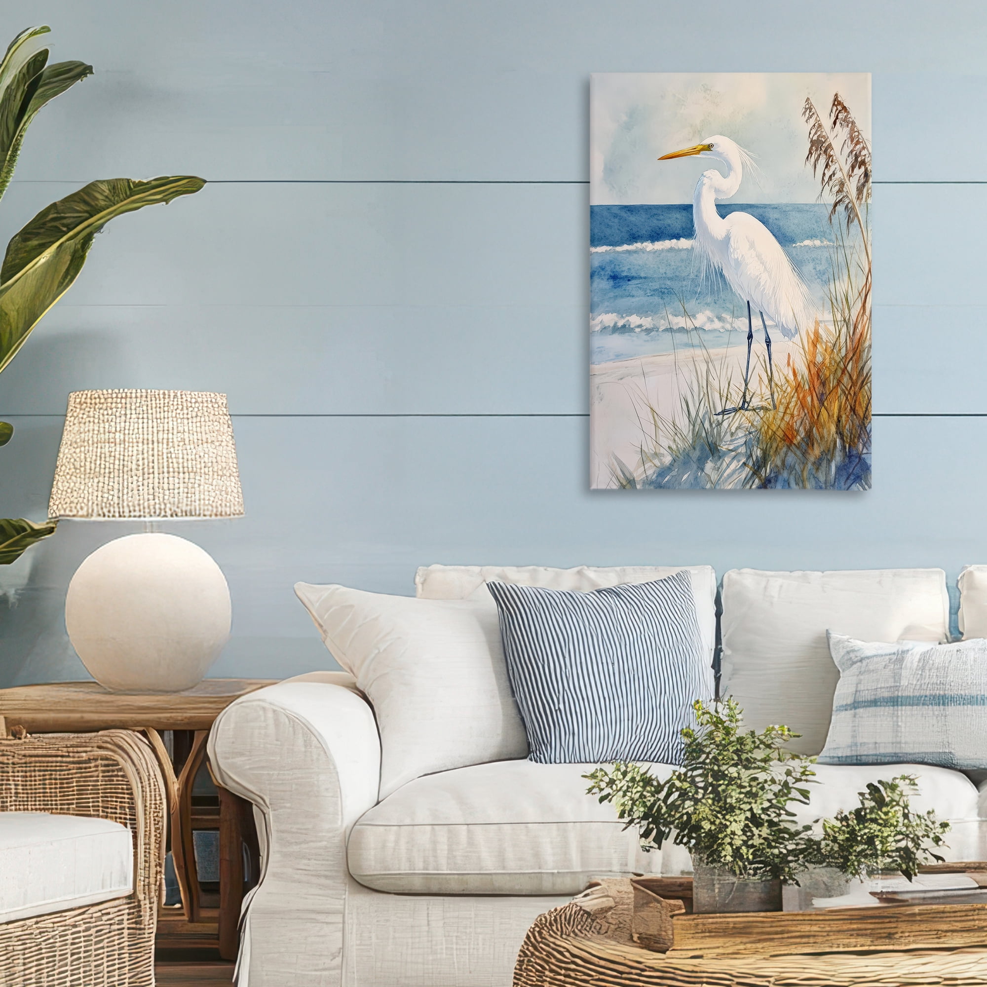 Stupell Industries Egret By The Waves Canvas Wall Art, design by Petal Prints Design