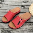 thumbnail image 6 of Slippers for Women,Wedge Sandals Summer Fashion Lightweight Buckle Design Comfortable Casual Outdoor Beach Walking Shoes,Womens Slippers,Red,7, 6 of 6