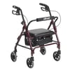 Drive Medical Aluminum Junior Rollator w/ Padded Seat, Zipper Tote Bag, Red