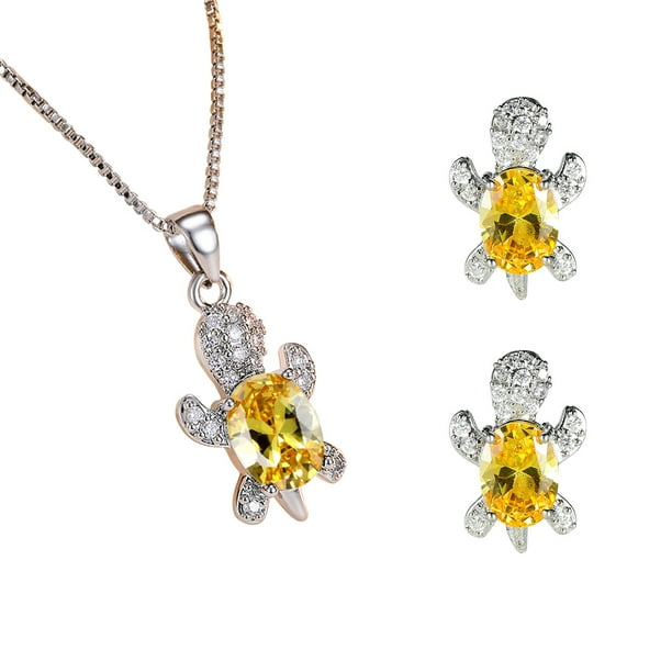 Pendientes de tortuga para mujer a la moda, conjunto de collar