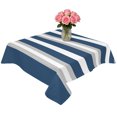 thumbnail image 2 of Navy Blue Grey Stripe Table Cloth Waterproof Tablecloths, Farmhouse Modern Art Striped Tablecloth Dining Table Cover for Kitchen Party Tabletop Outdoor, Square Tablecloth 60x60 Inch, 2 of 9