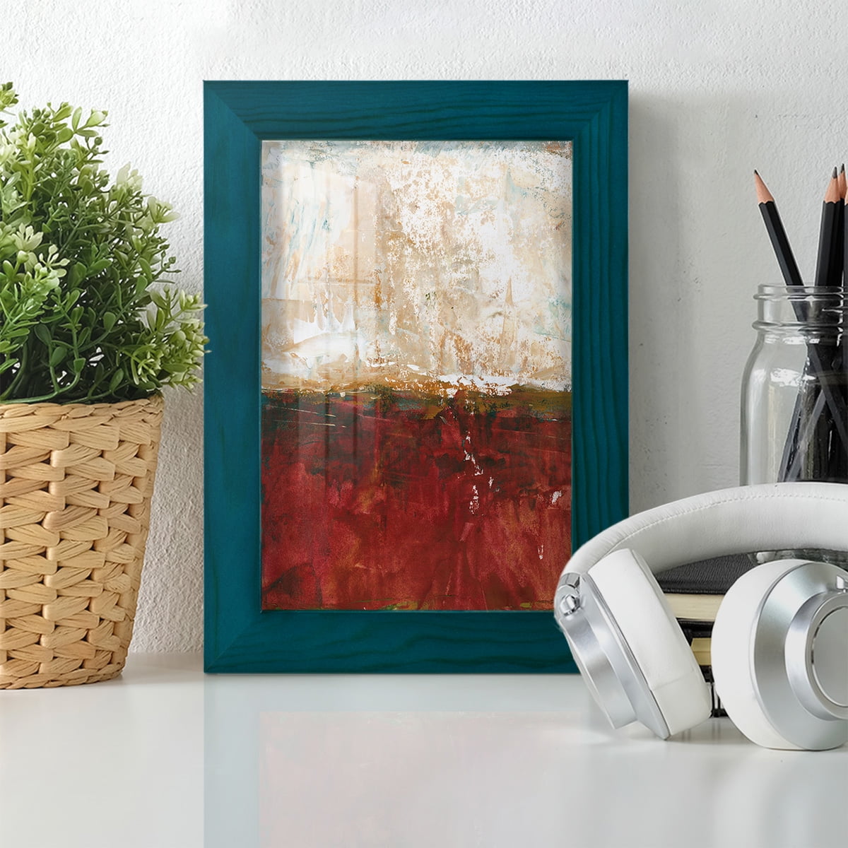 August Horizon I -Framed Print w/glass-Ocean Blue