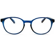 In Style Eyes Opulent Oval Clear Frame Reading Glasses Set with Case Blue  2.50