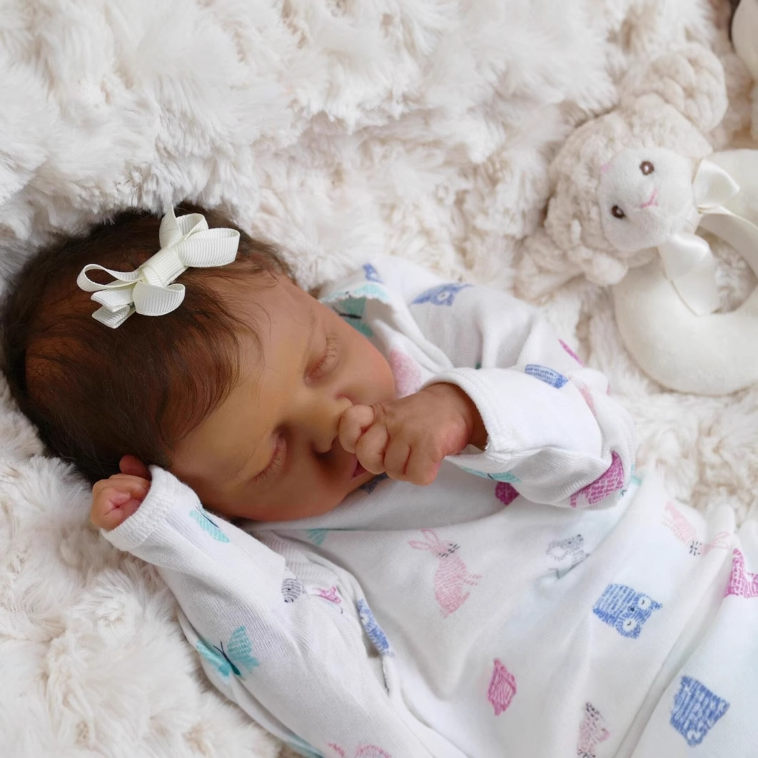 HUIMEYA Black Reborn Baby Dolls Girl - 18-inch Realistic Baby Dolls, Lifelike Soft Vinyl Black American Doll, Nice Gift for Kids, Pre-Parents, Grand-Parents, Doll Collectors