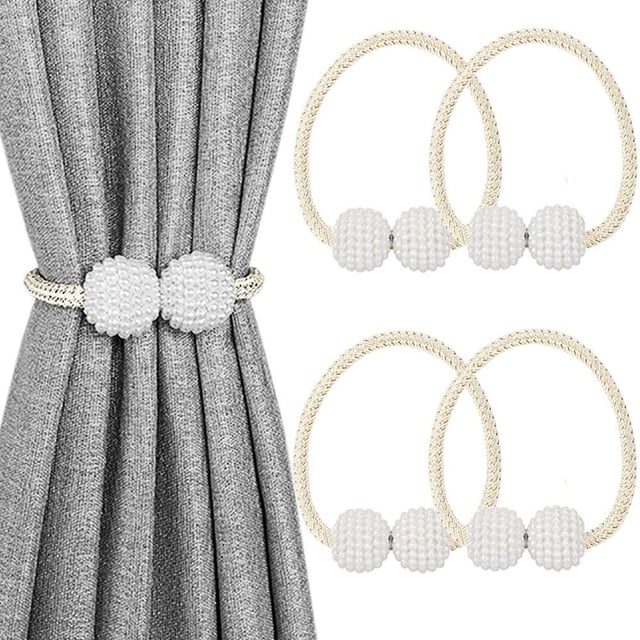 LAICAIW 4 Pack Attaches Magnétiques pour Rideaux, Attaches Décoratives pour Rideaux de Fenêtre (Beige)