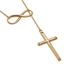 925 Sterling Silver Rose Gold-Tone Infinity Cross Religious Pendant Necklace
