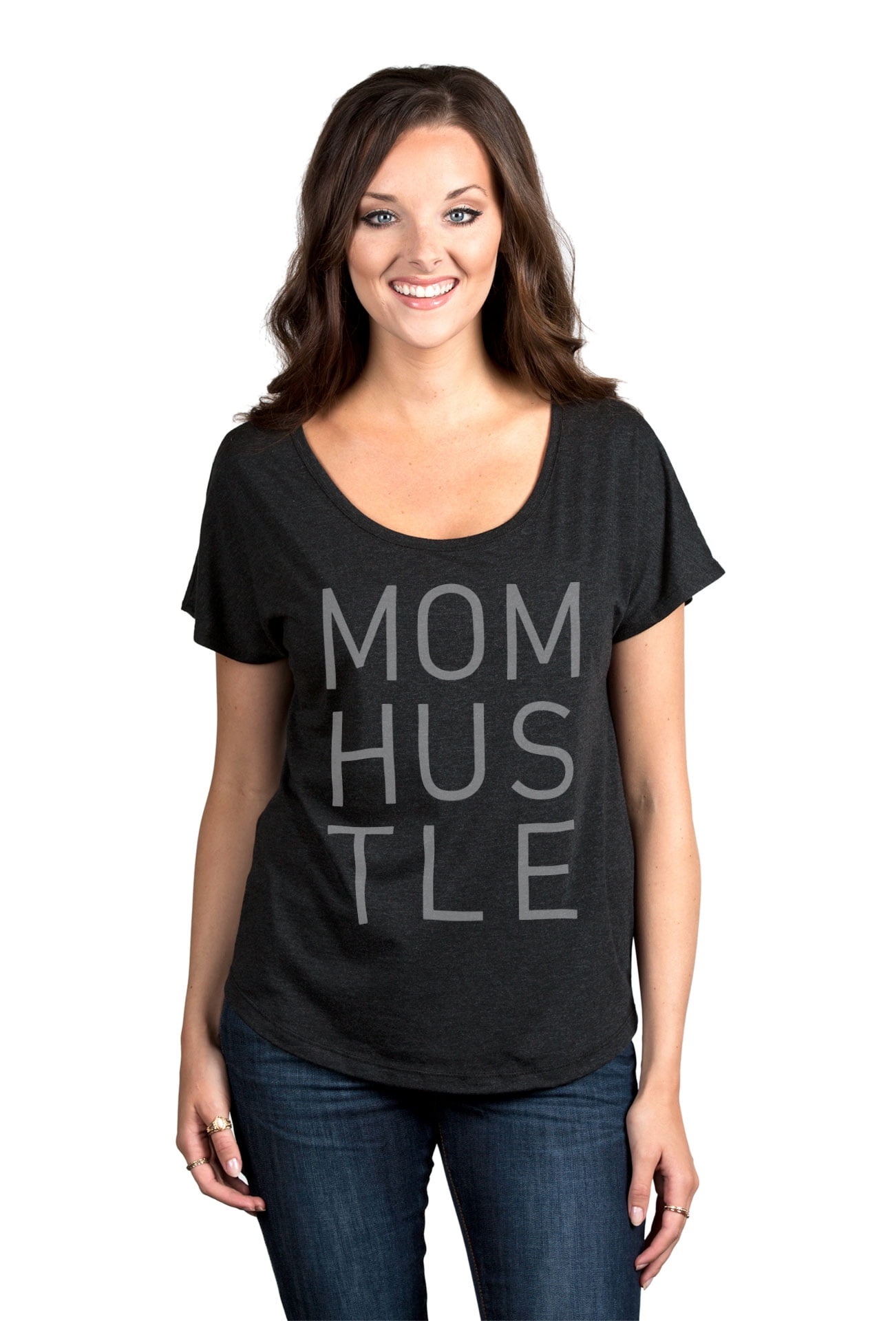 Thread Tank Mom Hustle Womens Fashion Relaxed T-Shirt Tee Heather Grey