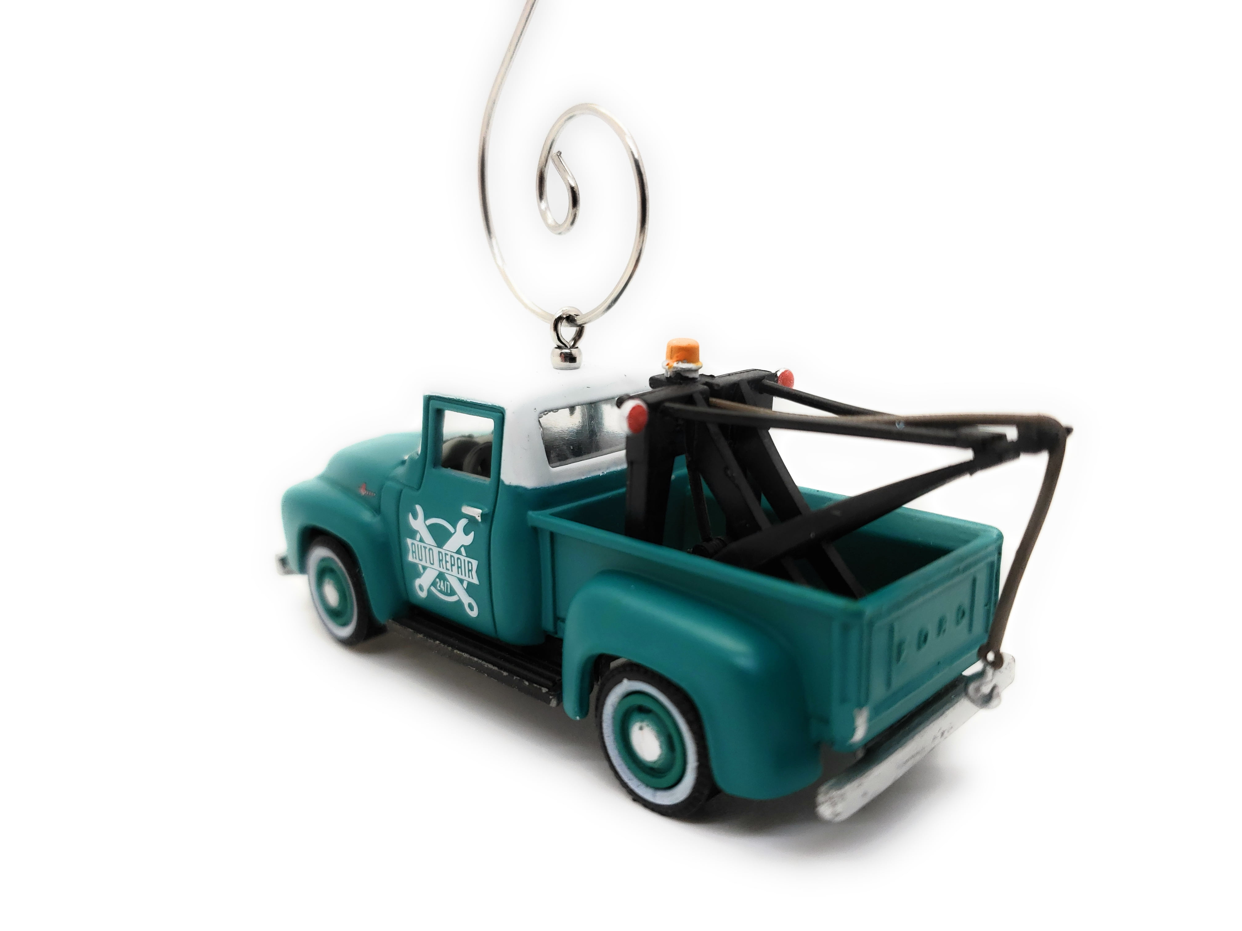 1956 Ford F-100 Tow Truck Custom Christmas Ornament 1:64 Diecast Green