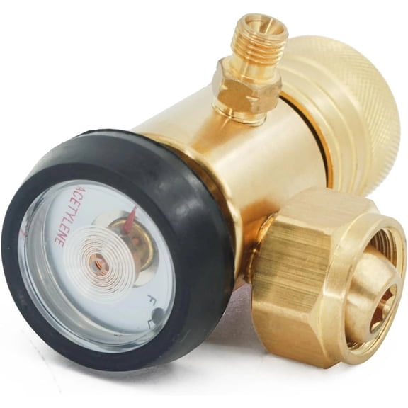 iMeshbean CGA520 AR-B Air Acetylene Regulator for B Tanks, Acetylene Gauge for Turbo Torch