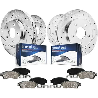 Detroit Axle - Brake Kit for 2004-2012 Mitsubishi Galant, Front and Rear Drilled Slotted Disc Brakes Rotors Ceramic Brake Pads 2005 2006 2007 2008 2009 2010 2011 Replacement