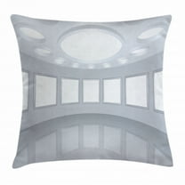 Modern Decor Throw Pillow Cushion Cover, 3D Visualization of Futuristic Interior Empty Picture Gallery Architecture, Decorative Square Accent Pillow Case, 16 X 16 Inches, White Coconut, by Ambesonne