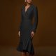 thumbnail image 4 of mfyjkho Vestidos de tallas grandes, Vestidos casuales de moda para mujer con solapa con muescas, escote en V y manga larga lisa Vestidos para invitadas de boda para mujer s, 4 of 7