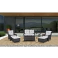 thumbnail image 2 of PARKWELL 7Pcs Outdoor Wicker Rattan Conversation Patio Furniture Set, including Two-seater Sofa, Chairs, Coffee Table, Ottomans and Side Table with Cushion, Beige, 2 of 9