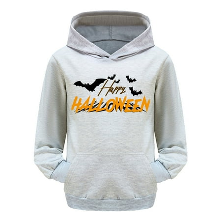 

Boys Sweatshirts Halloween Long Sleeve Letter Prints Warm Soft Comfort Oversize Casual Pullovers for Teen Girls