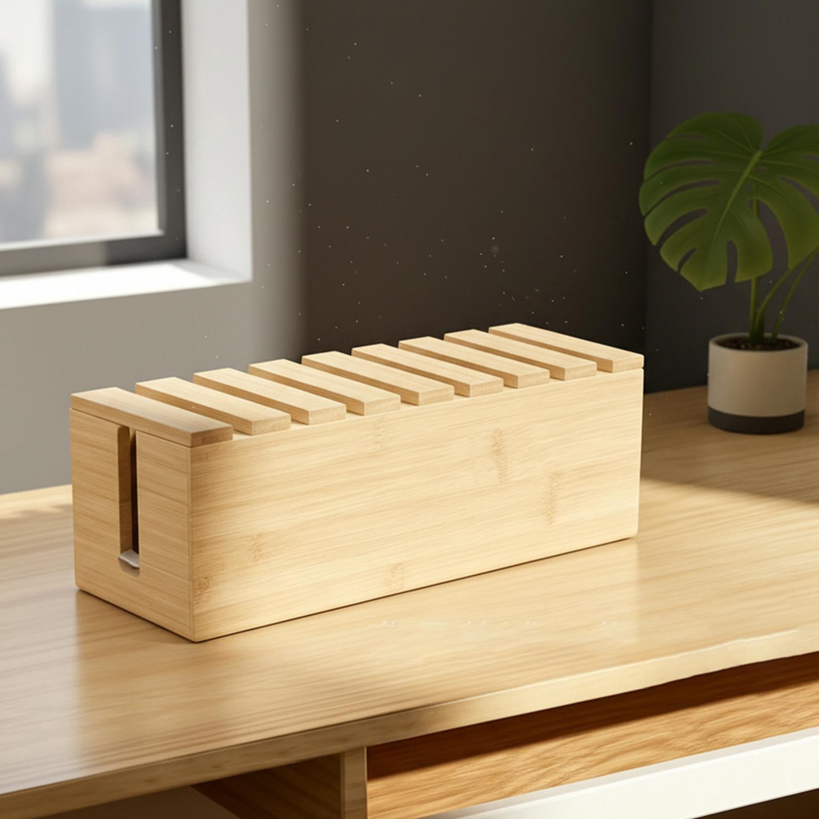 LeeQinersw Wood Cable Management Box Cord Organizer Accessories Modern,Dustproof with Lid Cable Organizer Box Cables Hider for Home Desk