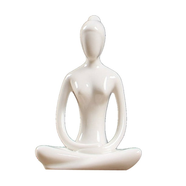 Figura de yoga de cerámica, estatua, estatuilla, decoración para interiores y exteriores, hogar, jardín, yoga Los 7.5x4.5x11cm