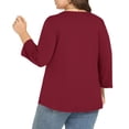 thumbnail image 3 of SNKSDGM Women's Plus Graphic Tees for Women Y2K Shirts for Women Long Sleeve Loose Plus Size Solid Color Women's 3/4 Sleeve T Shirt Casual Stylish Top for Everyday Wear Xxxxxl, 3 of 4
