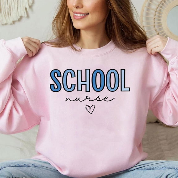 School Nurse Graphic Sweatshirt, Women's Casual Long Sleeve Pullover