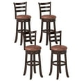 thumbnail image 1 of Costway 30" Bar Height Swivel Barstools Set of 4 with Back, Faux Leather Seat for Pub, 1 of 9
