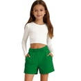 thumbnail image 4 of Girls Athletic Casual Shorts Loose Fit Breathable Playwear Comfortable Elastic Waistband for Sports Outdoor Activities Gymnastics Pants 8-9 Years, 4 of 4