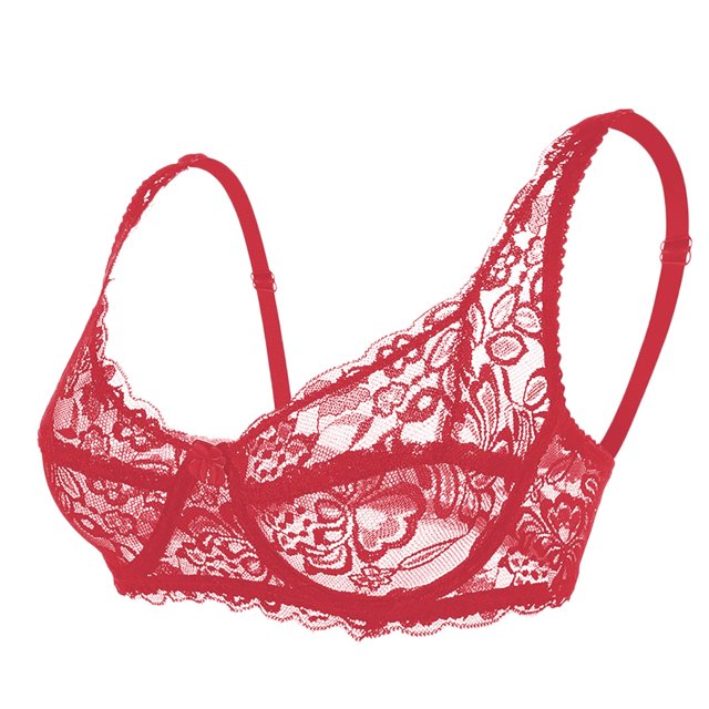 LOVZFMLL Bras for Women 3PC Woman's Flower Embroidery B Cup Thin Style Ventilate Bra Steel Rim Red 40/90B