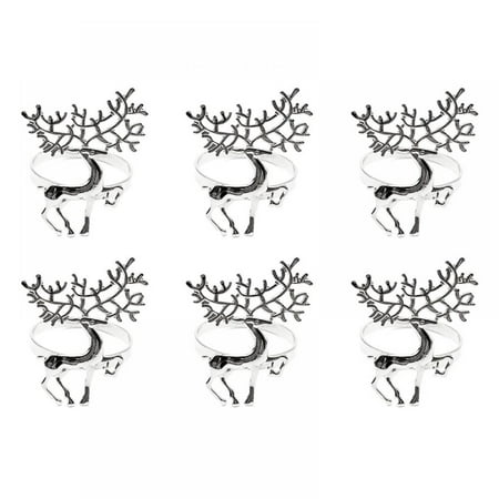 

6Pcs/set Christmas Napkin Rings Metal Elk Napkin Holder For Christmas Tabletop Wedding Receptions Christmas Kitchen Decor