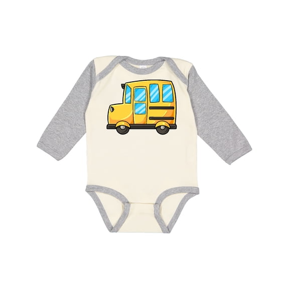 Inktastic Cute School Bus Boys or Girls Long Sleeve Baby Bodysuit