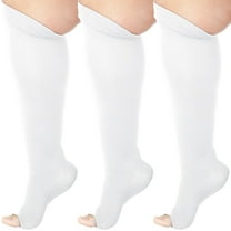 (3 Pairs)Made in USA - Women&Mens Compression Socks 15-20mmHg - White,Small