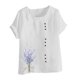 thumbnail image 4 of Vestidos Casuales Para Mujer, Blusas De Mujer De Moda Blusa informal de lino con cuello redondo, manga corta y botones para mujer, 4 of 4