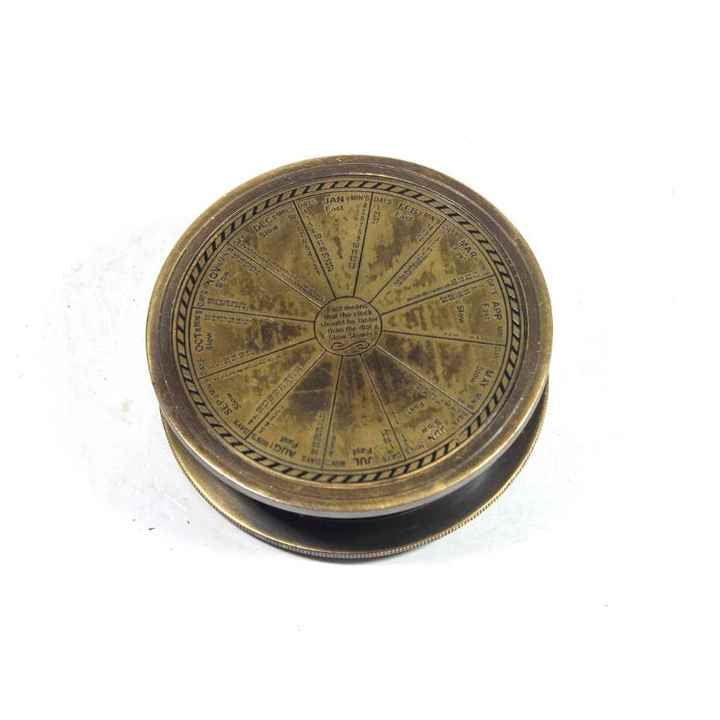 Brass Titanic Compass With Folding Sundial Screw on Lid Hexagon Base Nautical Compass Item for Camping and Hiking