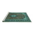 thumbnail image 2 of Ahgly Company Machine Washable Indoor Round Medallion Turquoise Blue Traditional Area Rugs, 7' Round, 2 of 4