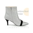 thumbnail image 3 of Unique Bargains Rhinestones Pointed Toe Stiletto Heel Glitter Ankle Boots for Women Silver (Size 8), 3 of 4