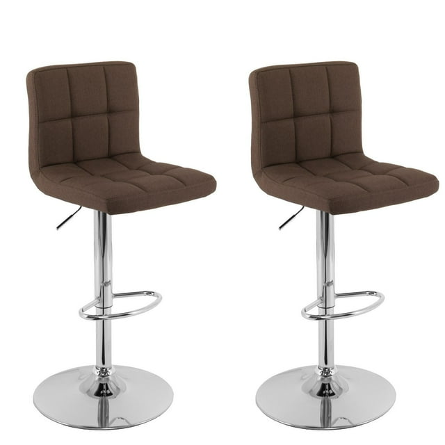 CorLiving Mid Back Square Panel Fabric Adjustable Barstool, set of 2