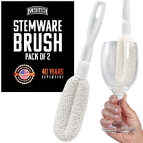 Brushtech Crystal Stemware Washing Brush, Pack of 2 - Tapered Foam Brushes for Narrow Flutes, Scratch-Free Cleaning for Delicate Glassware - Non-Absorbent Bristles & Comfortable Handle