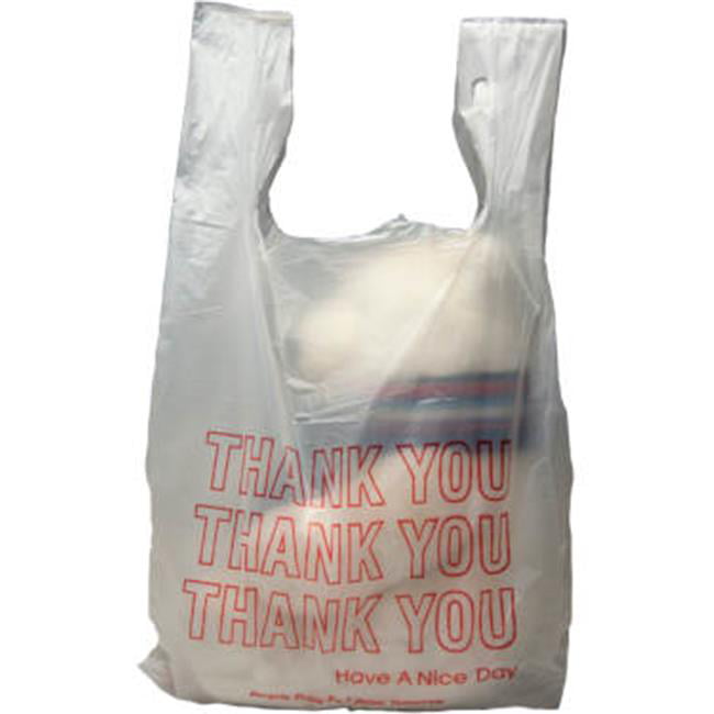 Case of 250 Royal Recyclable Plastic Shopping Bags with Flat Bottoms MultilingualThank You Design 11.5 x 10.5 x 19 Inches 