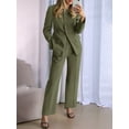 thumbnail image 4 of Women Suits 2 Piece Set Business Casual Dressy Blazer Jacket and Wide Leg Pantsuits Formal Outfits Olive Green XL, 4 of 9