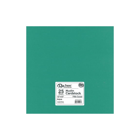 Paper Accents Cardstock 12"x 12" Muslin 73lb Aqua 25pc
