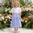 thumbnail image 3 of Fozruso Girls Ruffle Midi A-Line Skirts, Casual Floral Lace Tiered Skirt For Toddlers and Kids School Casual Wear(Blue), 3 of 7