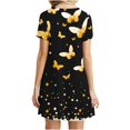 thumbnail image 5 of Mustard Yellow Teen Girls Butterfly Graphic Loose Fit Boat Neck Spandex Dresses for Women Short Sleeve Midi Knee Length Brunch Summer Fall 2025 Clothing Trendy XXL, 5 of 6