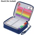 thumbnail image 4 of Zippered Pencil Case-Canvas 72 Slots Handy Pencil Holders with Printing Pattern for Prismacolor Watercolor Pencils, Crayola Colored Pencils, Marco Pencils Blue Flower, 4 of 7