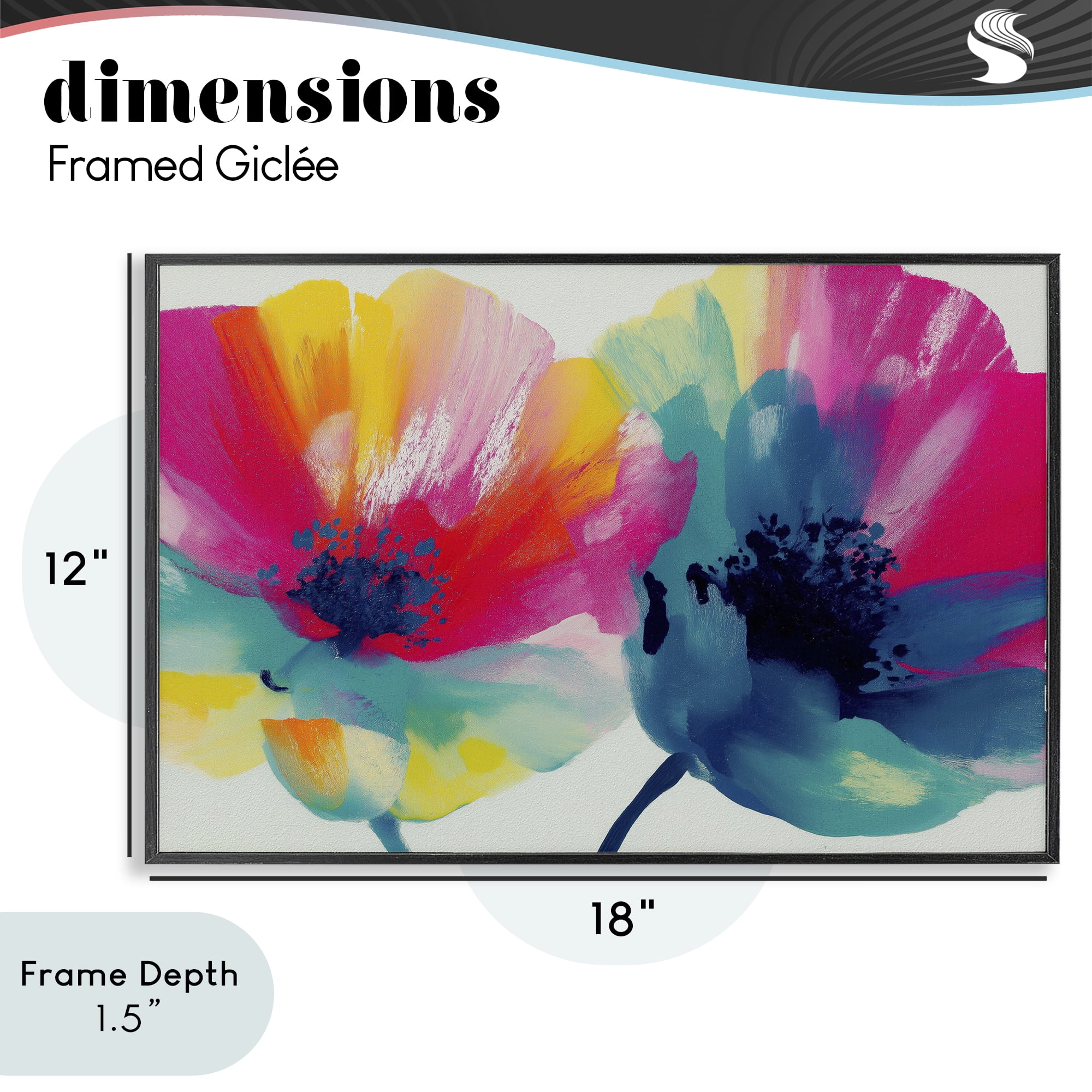 Stupell Industries Two Colorful Poppies Black Framed Giclee Art, design by Chromatic Storm Studio