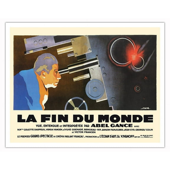 End of the World (La Fin du Monde) - Directed by Abel Gance - Vintage French Film Movie Poster by Jean Adrien Mercier c.1930 - Fine Art Matte Paper Print (Unframed) 11x14in