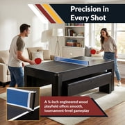Hathaway Park Avenue 7-Foot Pool Table Tennis Combination with Dining Top, Two Storage Benches, Free Accessories