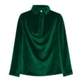 thumbnail image 7 of JSKUMAR Women's Velvet Cowl Neck Tops Casual Long Sleeve Dressy Shirts Vintage Elegant Tunic Blouses Holiday Party Outfit (Green,XL), 7 of 7