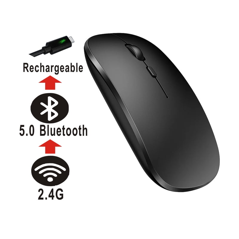 New Gaming Mouse Wireless Bluetooth Dual Mode Silent Rechargeable USB 2.4G DPI 1600 Optical Ergonomics Suitable for Laptops