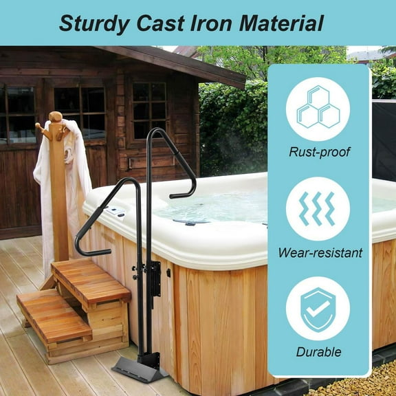 WAASOSCON Double-Sided Spa Handrail & Adjustable Support System, 57.9 Inch Hot Tub Safety Rail with 600lbs Capacity