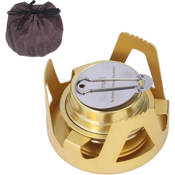 Mini portable picnic stove, brass alcohol burner, compact and lightweight, alcohol burner stove, suitable for grilling and small cooking needs, campin