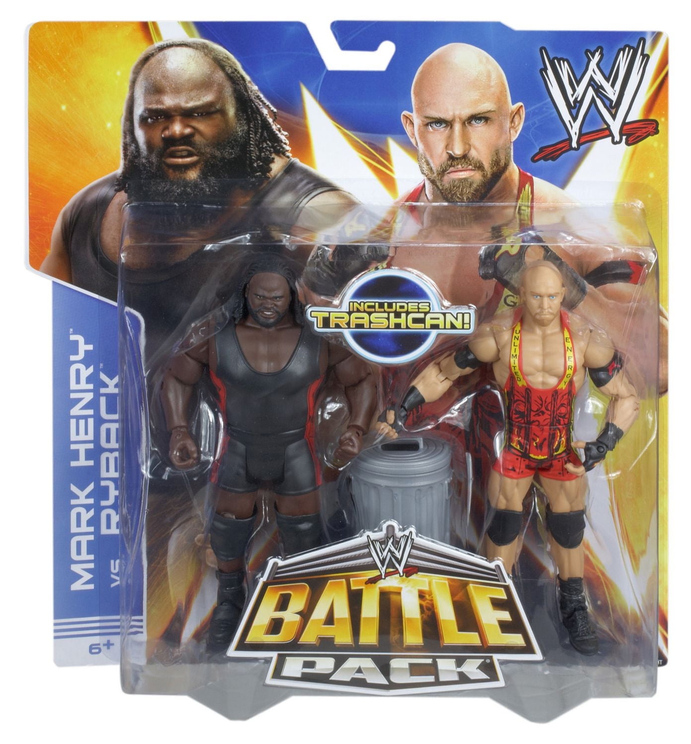 WWE – Battle Pack : Figurines Ryback c. Mark Henry avec poubelle – Ensemble de 2
