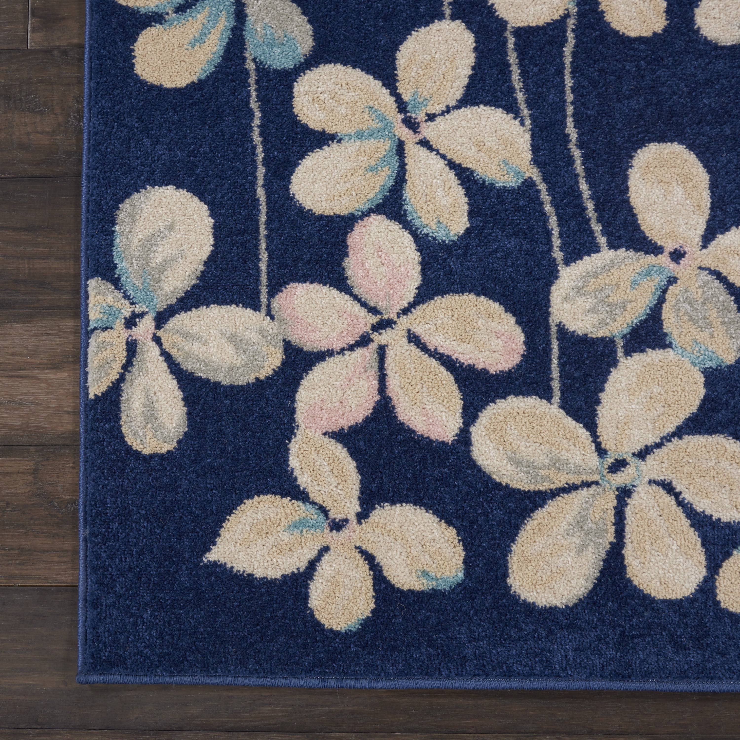 Desert Fields Contemporary Floral Navy 8'10" x 11'10" Area Rug, (9' x 12')